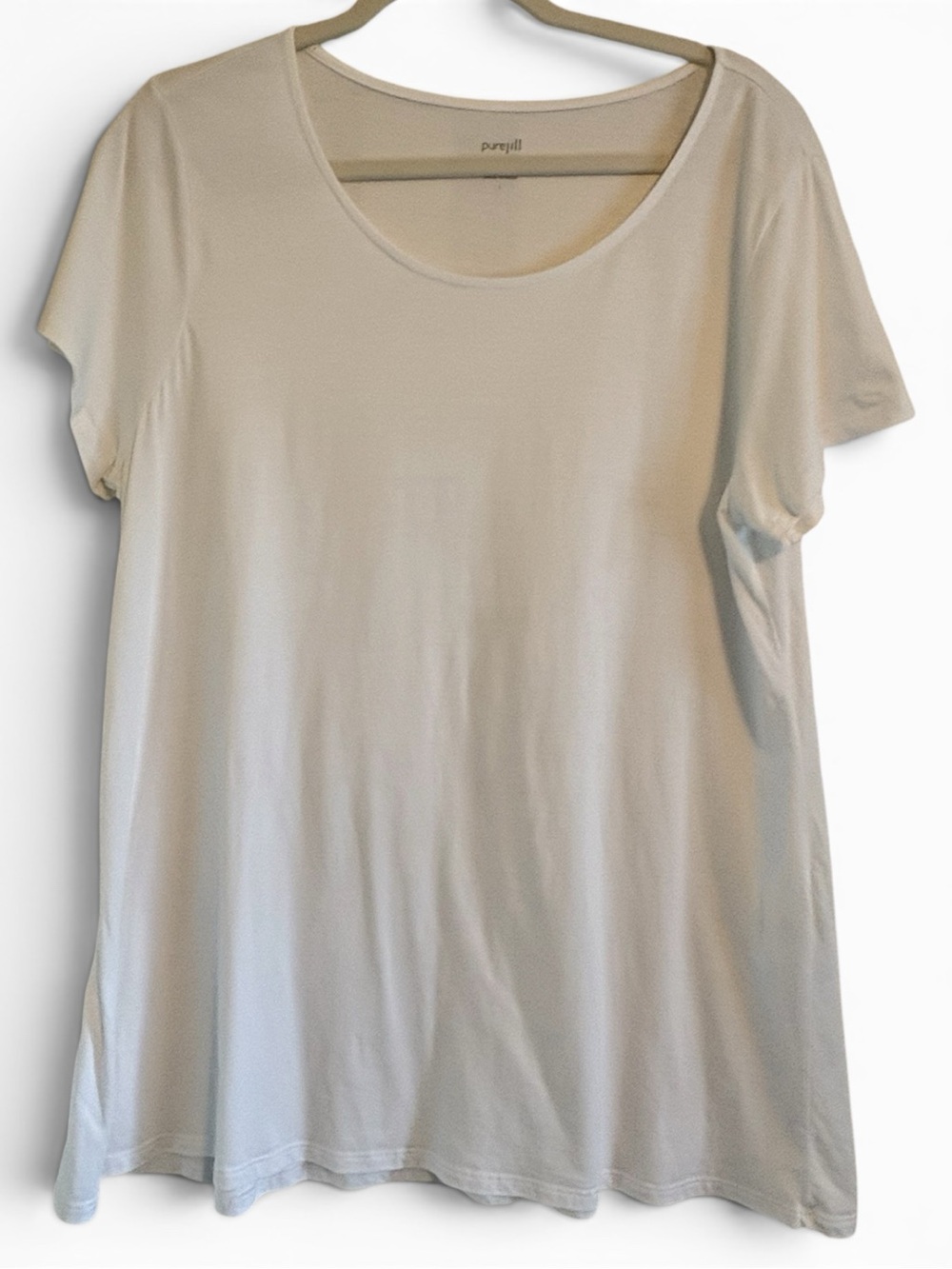 J. Jill Pure Jill White Scoop Neck Elliptical Pima Cotton Tee | Size Large